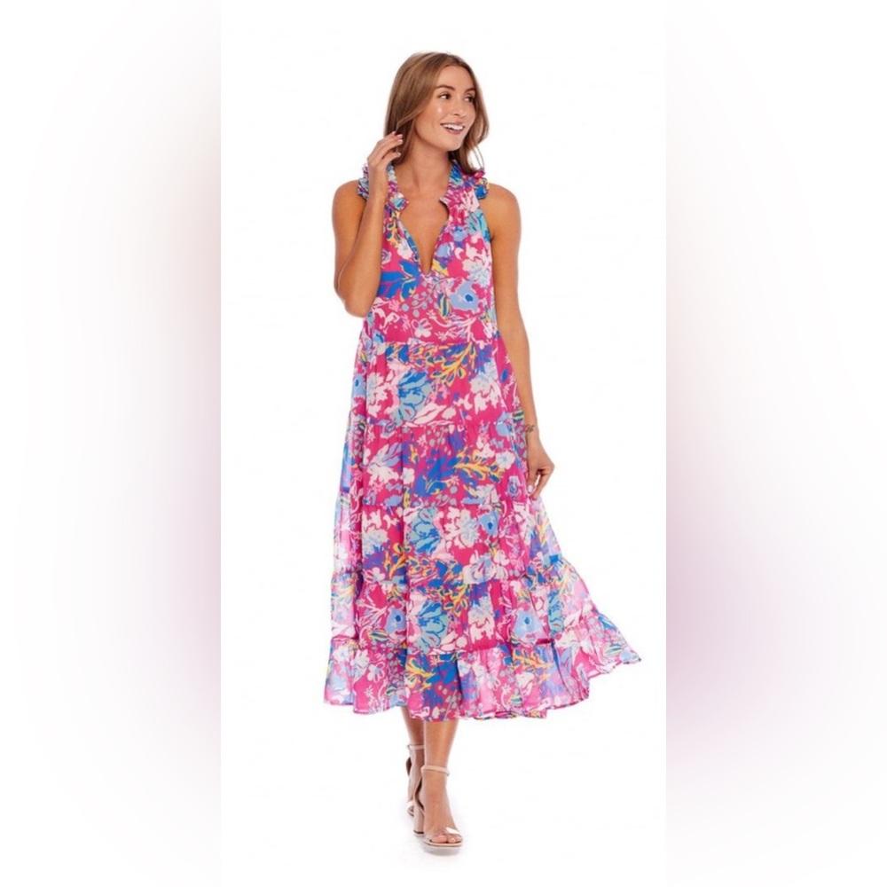 Like New Mudpie Chiffon Sleeveless Maxi Dress Size S
